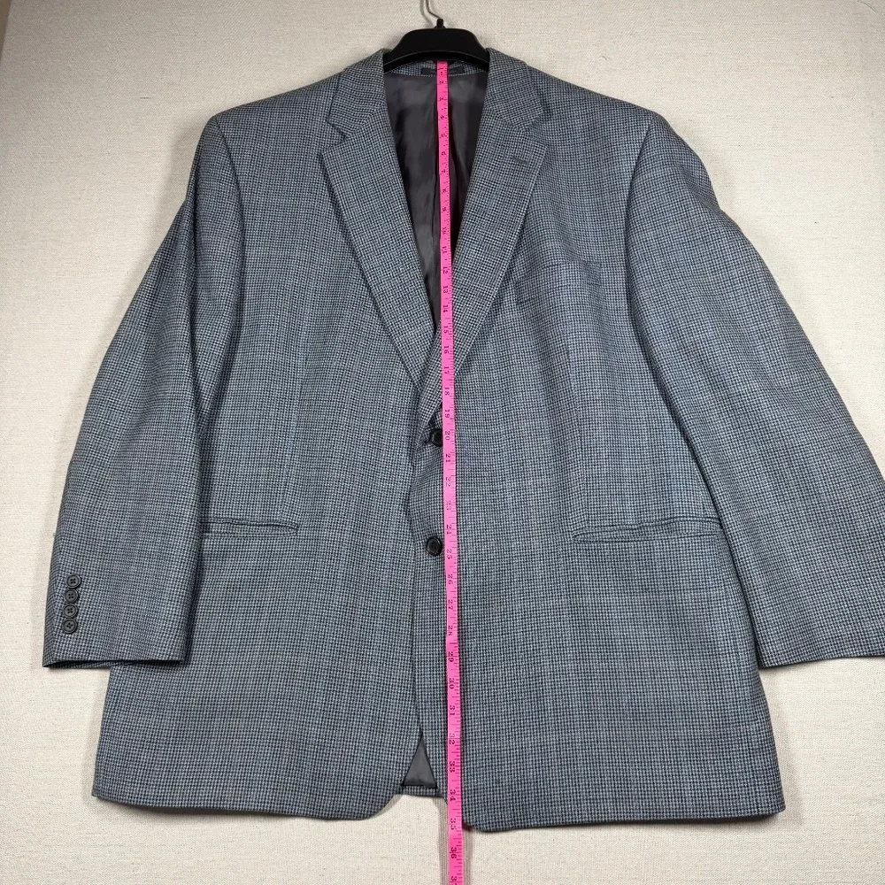 Lauren Ralph Lauren Silk Wool Blazer 50R Grey Houndstooth Tailored Sport Coat‎